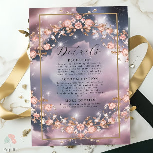 Cartão De Informações Casamento do Jardim Floral Místico Elegante