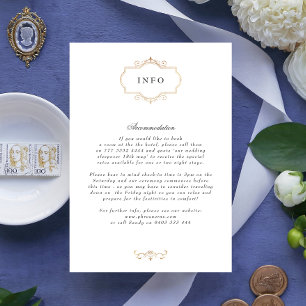 Cartão De Informações casamento do monograma clássico romântico