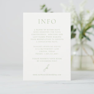 Cartão De Informações Casamento do Monograma do Script Verde Elegante Sa