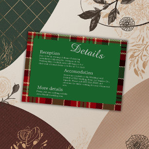 Cartão De Informações casamento do país escocês verde