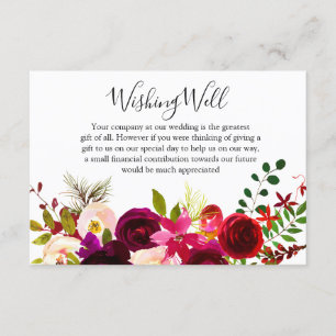 Cartão De Informações Casamento do primavera das flores de Boho Borgonha