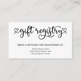 Cartão De Informações Casamento do Registro de Bonitos Corações