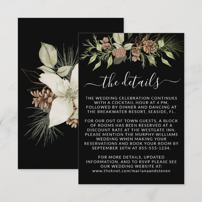 Cartão De Informações Casamento do site da RSVP de Detalhes do Inverno N (Frente/Verso)