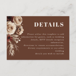 Cartão De Informações Casamento dos Detalhes Florais do Modern Boho
