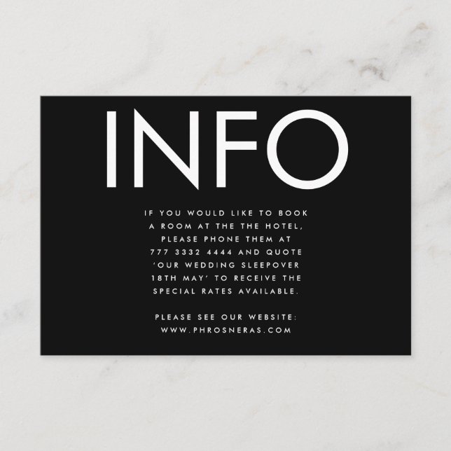 Cartão De Informações Casamento dos Nomes de Grandes Negros Ultra Modern (Frente)