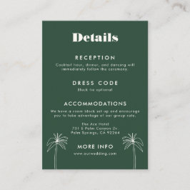 Cartão De Informações Casamento dos Trópicos Minimalistas Verdes