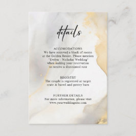 Cartão De Informações Casamento Dourado de Lava Negra de Cinzas Modernas