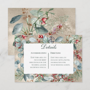 Cartão De Informações Casamento Dourado dos Detalhes do Natal de inverno