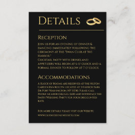 Cartão De Informações Casamento Dourado e negro-