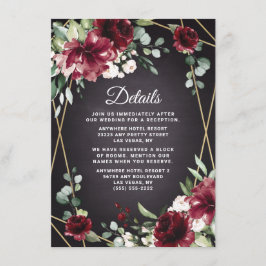 Cartão De Informações Casamento Dourado e negro borrado