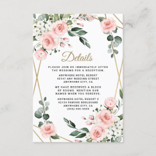 Cartão De Informações Casamento Dourado e Verde Branco