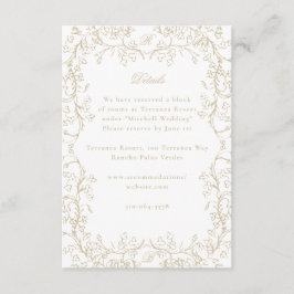 Cartão De Informações Casamento Dourado Romântico Chinoiserie Antiquado 