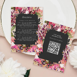 Cartão De Informações Casamento Dourado Rosa-Rosa-Quente-Buquê Romântico