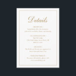 Cartão De Informações Casamento Dourado Simples e Tradicional Elegante<br><div class="desc">Cartão de cerimônia de núpcias de ouro,  estilo tradicional,  com um design simples com "Detalhes" em um dentro de caligrafia elegante de uma borda fina. O modelo permite que você compartilhe informações importantes sobre seu dia especial. Este design clássico é perfeito para um casamento formal.</div>