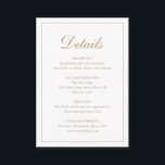 Cartão De Informações Casamento Dourado Simples e Tradicional Elegante<br><div class="desc">Cartão de cerimônia de núpcias de ouro,  estilo tradicional,  com um design simples com "Detalhes" em um dentro de caligrafia elegante de uma borda fina. O modelo permite que você compartilhe informações importantes sobre seu dia especial. Este design clássico é perfeito para um casamento formal.</div>