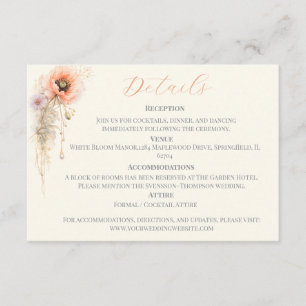 Cartão De Informações Casamento Editorial Elegante Poppy Blush Suave