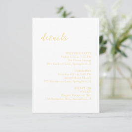Cartão De Informações Casamento Elegante Amarelo-Amarelo-Bold-Script Man