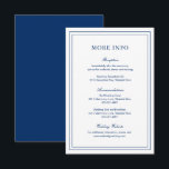 Cartão De Informações Casamento Elegante Azul-Marinho Clássico<br><div class="desc">Carteira de casamento azul de estilo clássico com marinho simples e mínimo com seus detalhes cercados por uma dupla borda. As fontes se alternam entre um script elegante,  um serif tradicional e fontes sans serif minimalistas. Este cartão é excelente para um casamento formal.</div>