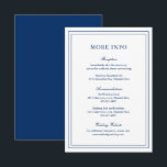 Cartão De Informações Casamento Elegante Azul-Marinho Clássico<br><div class="desc">Carteira de casamento azul de estilo clássico com marinho simples e mínimo com seus detalhes cercados por uma dupla borda. As fontes se alternam entre um script elegante,  um serif tradicional e fontes sans serif minimalistas. Este cartão é excelente para um casamento formal.</div>