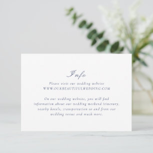 Cartão De Informações Casamento Elegante Azul Riley Marinho