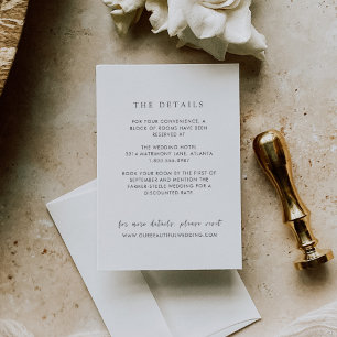 Cartão De Informações Casamento Elegante Branco e Negro eterno