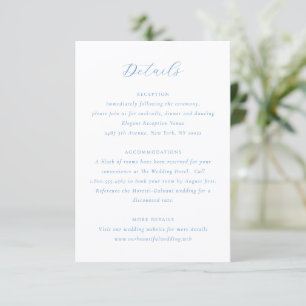 Cartão De Informações Casamento Elegante Chic de Azul e Branco à Beira-M