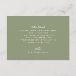 Cartão De Informações Casamento Elegante Clássico Formal de Moss Green
