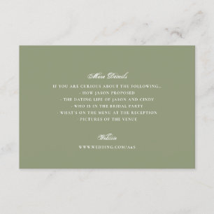 Cartão De Informações Casamento Elegante Clássico Formal de Moss Green