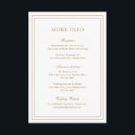 Cartão De Informações Casamento Elegante Clássico Gertrude Dourado<br><div class="desc">Cartão de cerimônia de núpcias de ouro clássico,  com design simples e mínima,  com seus detalhes cercados por uma dupla borda. As fontes se alternam entre um script elegante,  um serif tradicional e fontes sans serif minimalistas. Este cartão é excelente para um casamento formal.</div>