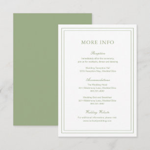 Cartão De Informações Casamento Elegante Clássico Sage Verde