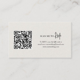Cartão De Informações Casamento Elegante Código QR Bege Neutro Atemporal