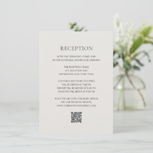 Cartão De Informações Casamento Elegante Código QR Neutro Limpo