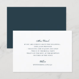 Cartão De Informações Casamento Elegante da Caligrafia Azul de Marinho F