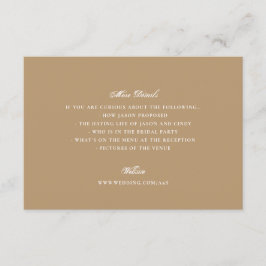 Cartão De Informações Casamento Elegante da Caligrafia Formal de Caramel