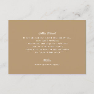 Cartão De Informações Casamento Elegante da Caligrafia Formal de Caramel