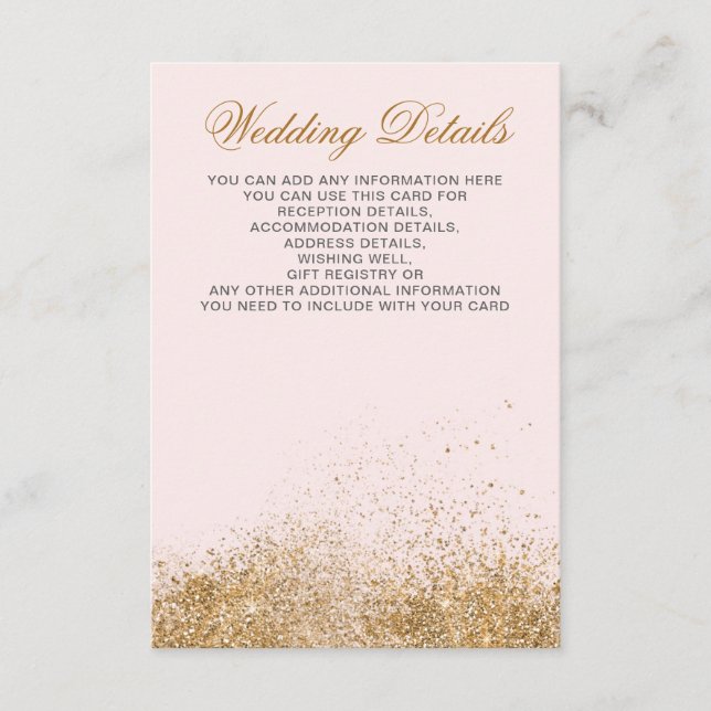 Cartão De Informações Casamento Elegante de Brilhante Dourado Glitter Sp (Frente)
