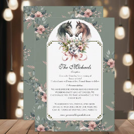 Cartão De Informações Casamento Elegante de Cavalo de Primavera