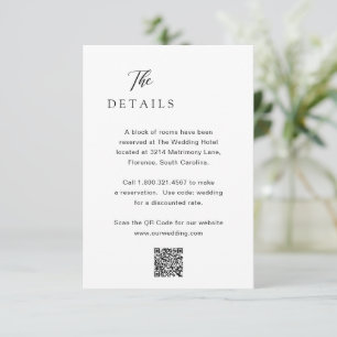 Cartão De Informações Casamento elegante de código QR preto e branco clá