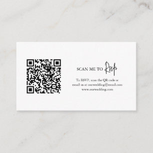Cartão De Informações Casamento elegante de código QR preto e branco ete