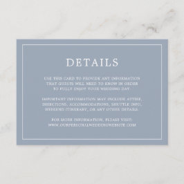 Cartão De Informações Casamento elegante de Monograma Azul Simples