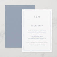 Casamento elegante de Monograma Azul Simples