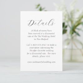 Cartão De Informações Casamento Elegante de Monograma Branco e Preto ete