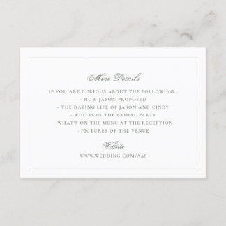 Cartão De Informações Casamento Elegante de Monograma com Moldura Branca