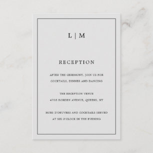 Cartão De Informações Casamento Elegante De Monograma De Cinzas Simples