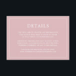 Cartão De Informações Casamento elegante de monograma de Rosas claro sim<br><div class="desc">Simples cartão de cerimônia de núpcias com um design moderno, mas elegante, com seus detalhes cercados por uma fina fronteira. Todo o texto está branco sobre um fundo rosado rosa poeirento. As fontes e as cores de fundo podem ser alteradas para qualquer cor desejada clicando no botão "personalizar". Um design...</div>