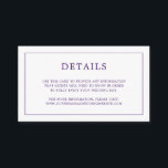 Cartão De Informações Casamento elegante de monograma roxo simples<br><div class="desc">Simples cartão de cerimônia de núpcias com um design moderno, mas elegante, com seus detalhes cercados por uma fina borda e seu monograma no verso. Todos os elementos de design estão em roxo e podem ser alterados na ferramenta de edição de design. Um design chic e na moda que é...</div>