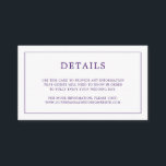 Cartão De Informações Casamento elegante de monograma roxo simples<br><div class="desc">Simples cartão de cerimônia de núpcias com um design moderno, mas elegante, com seus detalhes cercados por uma fina borda e seu monograma no verso. Todos os elementos de design estão em roxo e podem ser alterados na ferramenta de edição de design. Um design chic e na moda que é...</div>
