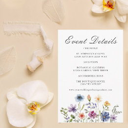 Cartão De Informações Casamento Elegante de Primavera com Flores Silvest