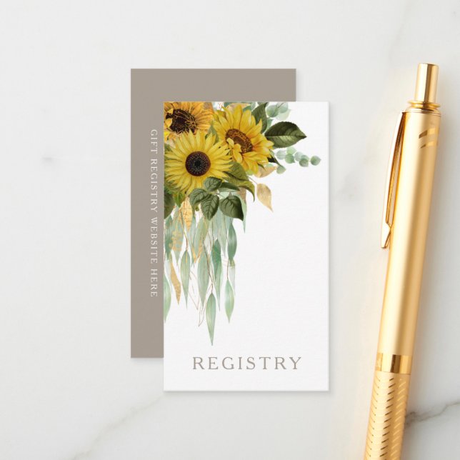 Cartão De Informações Casamento Elegante de Taupe de Girassol (Frente/Verso In Situ)