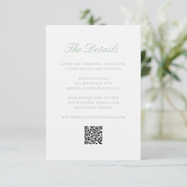 Cartão De Informações Casamento elegante do Código QR do Monograma da Te (Em pé/Frente)